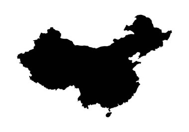 Çin Ülke Haritası Siluet Stili Vektör İllüstrasyonu