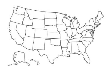 United States Of America Map With Province Line Style clipart