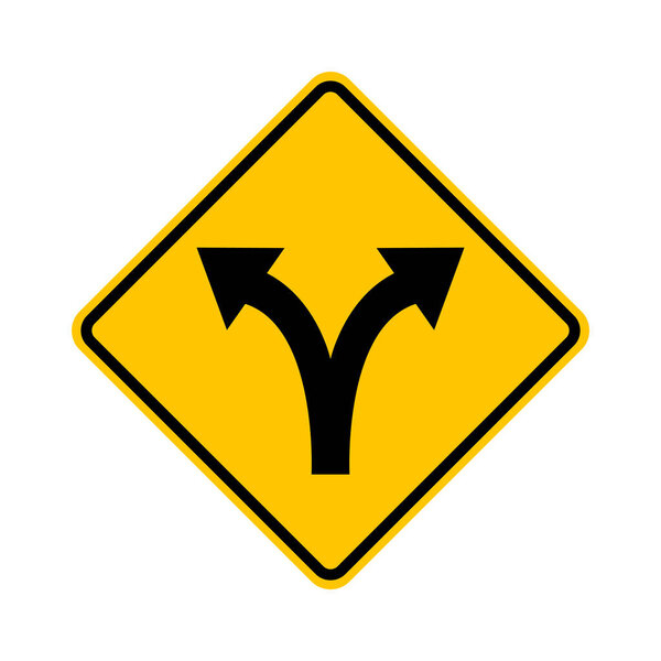 Division Split Two Way Road Sign Vector