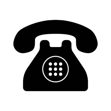 Eski Telefon İzole Edilmiş Simge Siyah Silüet Biçimli Vektör Çizimi