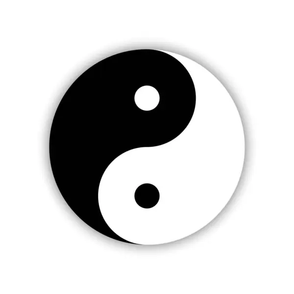 Taoism Yin Yang Dini Simgesi Beyaz Arkaplanda Gölgesi Var