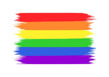 Gurur günü suluboya bayrak renginde fırça darbesi. LGBT Hakları Özgürlüğü Bayrak Vektörü İllüstrasyonu