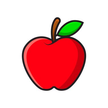 Apple meyveli çizgi film ana hatları renkli simge izole edilmiş