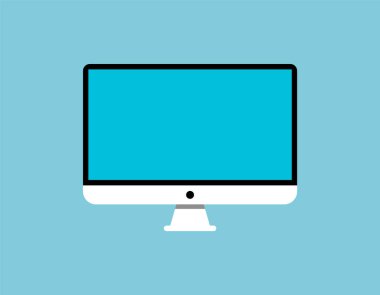 Düz Bilgisayar Monitörü Mavi Ekran İzole Edilmiş İllüstrasyon