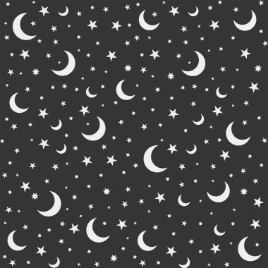 Siyah ve beyaz ay yıldızı dekorasyon şablonu