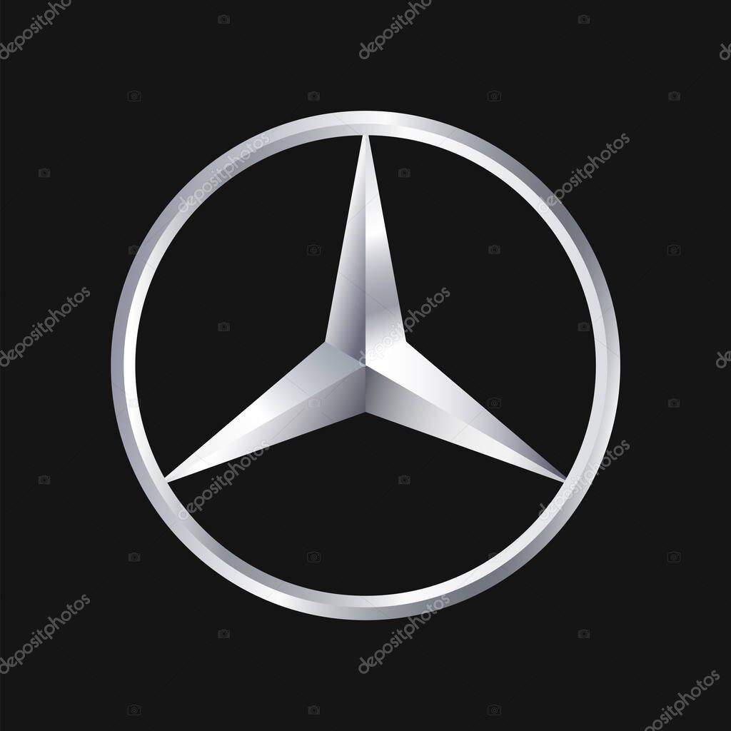 Mercedes Benz metallic logo isolated vector