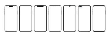 Düğmeli gerçekçi akıllı telefon modelleme şablonu. Kullanıcı arayüzü tasarımı için boş ekran kullanan modern cep telefonu aygıtları. Vektör illüstrasyonu