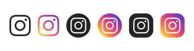 Instagram sosyal medya uygulaması logo renkli seti