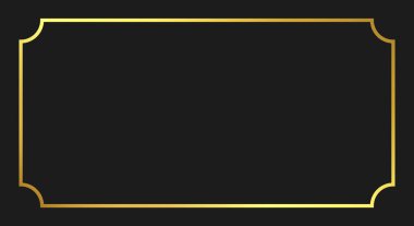 Siyah arka planda lüks altın çerçeve. Dekoratif altın sınır vektörü çizimi