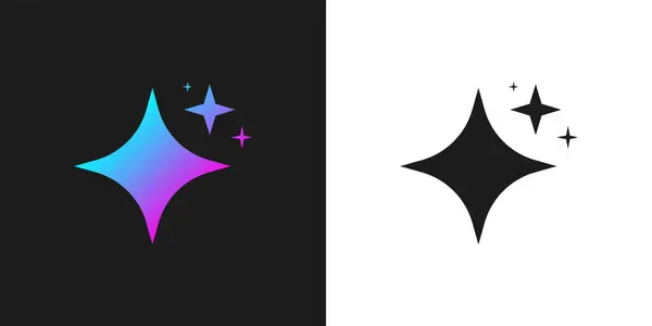 Parlayan Yıldızlar Renkli Yapay Zeka Uygulaması Logo Simgesi Vektörü