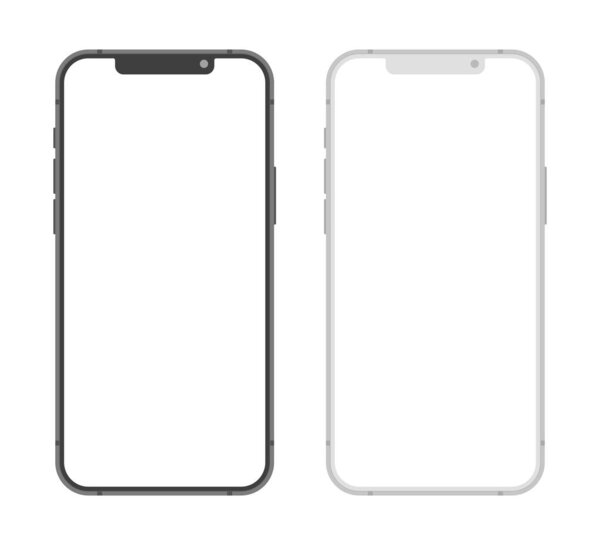 Modern mobile phone clay devices blank screen mockup template with notch for social media. Smartphone set on white background user interface vector illustration