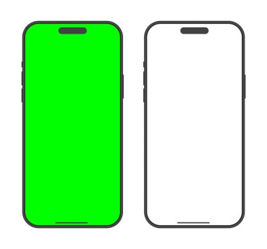 Modern yeşil ekran akıllı telefon cihazları modelleme seti. Cep telefonu reklamı sunum şablonu çizimi