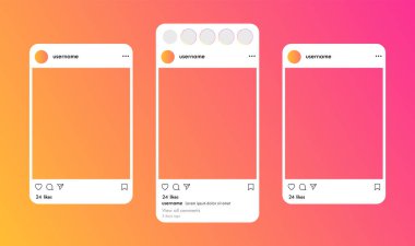 Sosyal ağ hikayesi ve boş görünüm çerçeve modelleme şablonu illüstrasyonuName