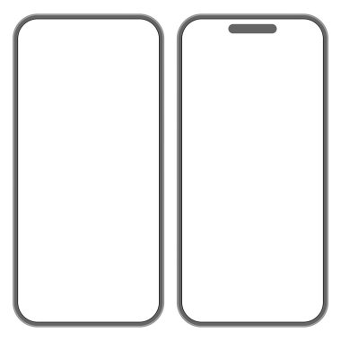 Beyaz arkaplanda boş ekran vektör yapılandırmasına sahip cep telefonu aygıtları