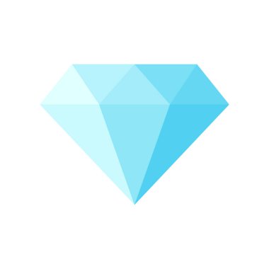 Renkli Mavi Elmas Parlak Kristal Simgesi İzole Edilmiş Vektör İllüstrasyonu