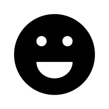 Mutlu gülümseme emojisi düz siluet ikonu izole vektör illüstrasyonu