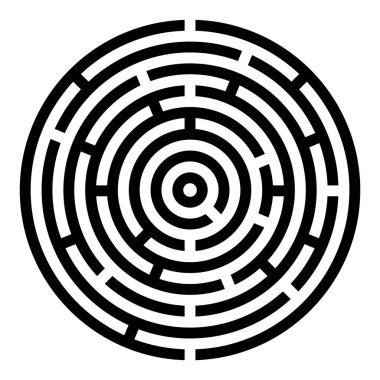 Yuvarlak Maze Kompleksi Bulmaca Oyunu Doğrusal Tasarım Vektörü İllüstrasyonu