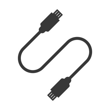 USB data cable flat icon on white background isolated vector illustration