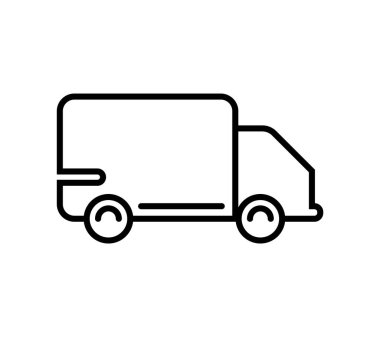 Lojistik servis kamyon simgesi taslak biçimi izole edilmiş vektör illüstrasyonu