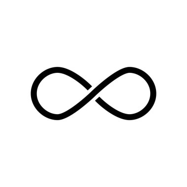 Beyaz arkaplan üzerinde sonsuzluk döngüsü düz kabartma biçim simgesi, izole vektör illüstrasyonu