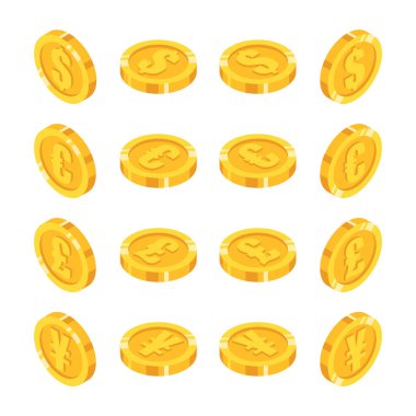 Dünyanın en büyük para birimlerine sahip izometrik altın sikkeler kümesi düz şekilde farklı açılarla imzalanır