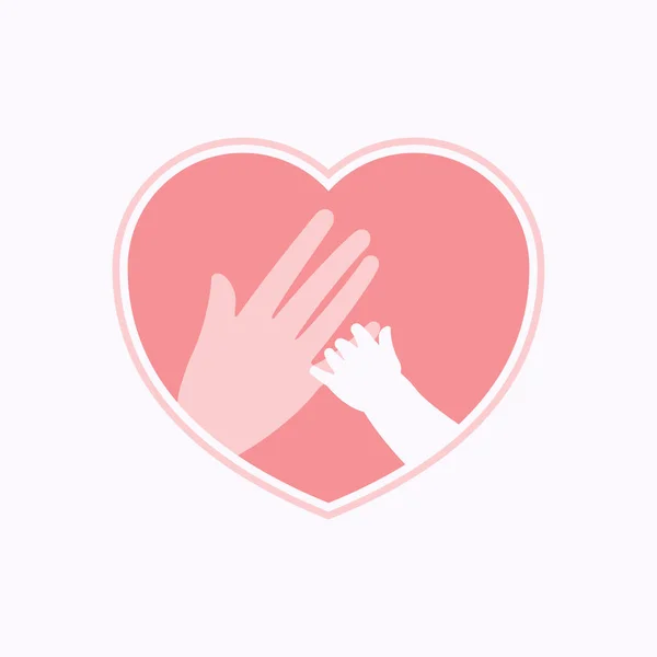 Small Hand Holding Finger Big Hand Represent Mother Baby Pink — Stock Vector