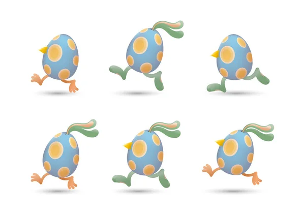 复活节彩蛋 由小鸡的喙和腿 兔子的耳朵和腿和卵子混合制成 — 图库矢量图片