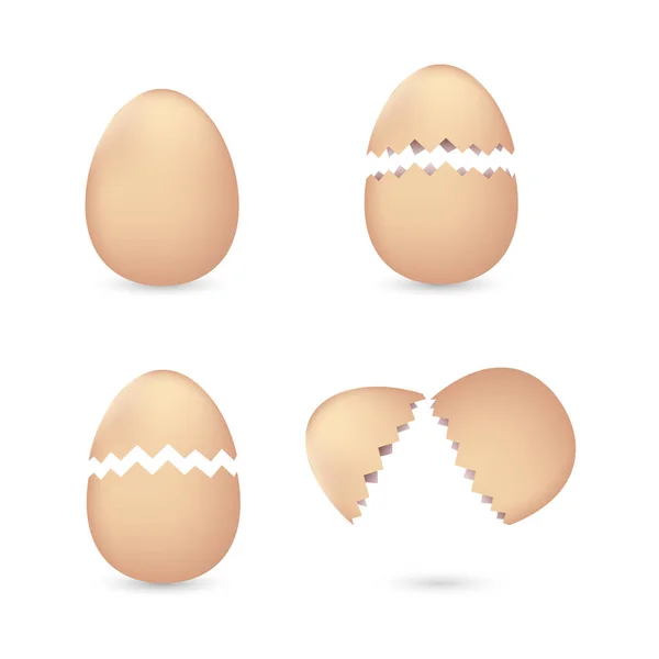 Leicht Rötlich Gelb Geknackte Realistische Eier — Stockvektor