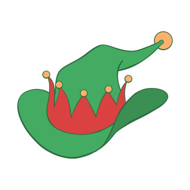 Yeşil ve kırmızı Noel kovboyu elf şapkası çizmiş.