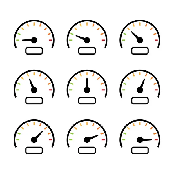 Sıfırdan maksimum hıza kadar hız göstergesi renk biçimi ile düz çizgide ayarlanmış adımlar