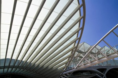 Lizbon, Portekiz. Parque das Nacoes 'daki Oriente tren istasyonunun ayrıntıları..