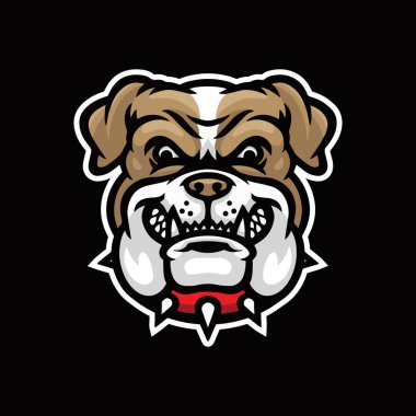 Kızgın bulldog baş illüstrasyon prim vektörü 
