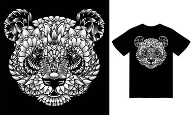 Panda ethnic illustration with tshirt design premium vector