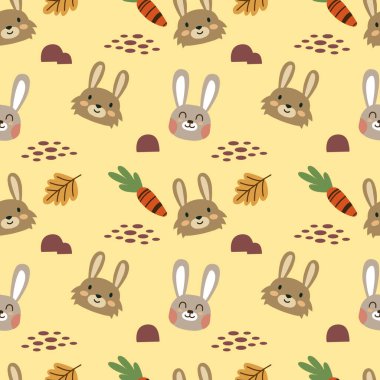 Cute rabbit seamless pattern premium vector 