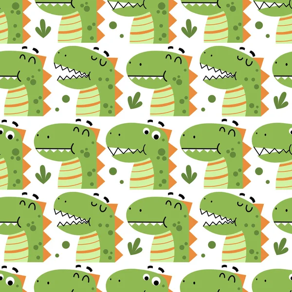 Şirin dino kusursuz şablon premium vektörü 