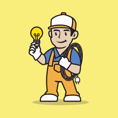 Elektrikçi maskot logosu vektörü