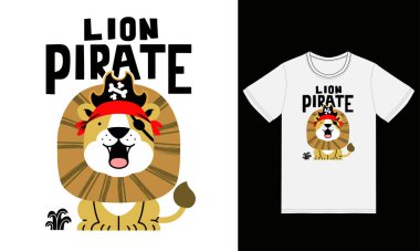 Tişört tasarımlı şirin aslan illüstrasyonu premium vektörü