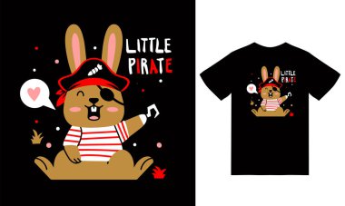 Tişört tasarımlı şirin tavşan illüstrasyonu premium vektörü