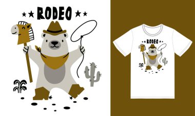 Tişört tasarımı premium vektörü ile şirin batı ayı illüstrasyonu