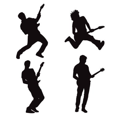 El çizimi gitarist siluet vektörü