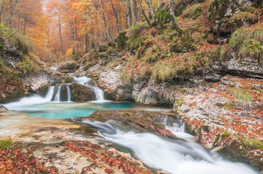 Dağlardaki nehrin güzel manzarası