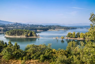 Dağ gölü ve ağaçlar, göl vadisi