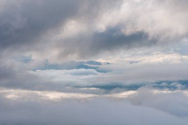 fog and clouds on the valley, storm arrived 