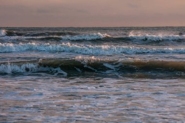 waves at sunrise, nature