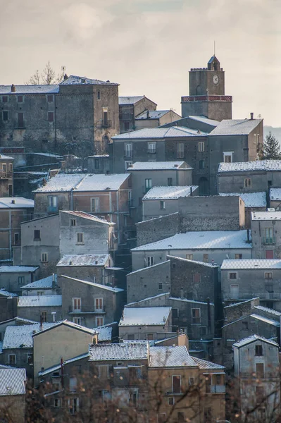 Zasněžená Vesnice Jižní Itálie — Stock fotografie