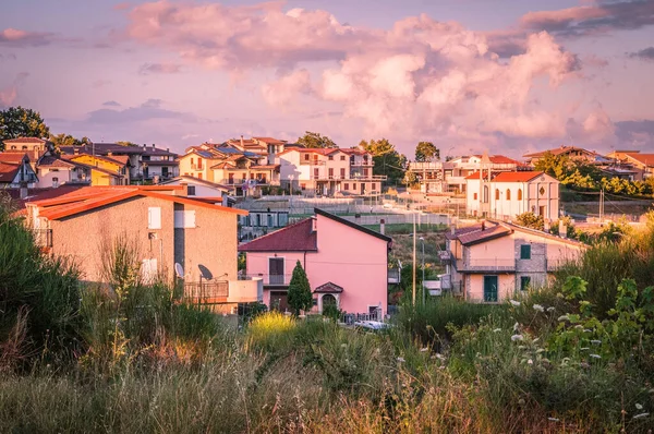 Mediterranean Village Sunset South Europe — Zdjęcie stockowe