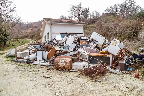 abandoned garbage in the town