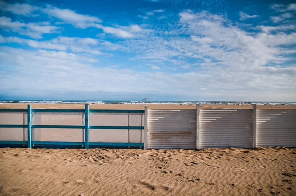 Fence Beach Winter Time — Stock Photo, Image