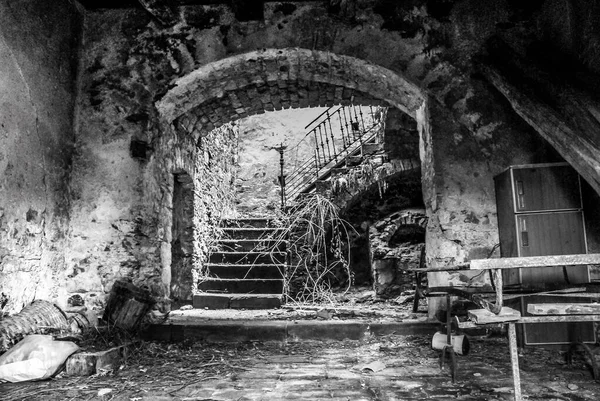 Opuszczony Wiejski Dom Wnętrze — Zdjęcie stockowe