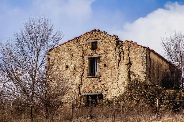 Abandoned Country House Abandoned Farm House Facade Trash Ruins Abandoned — Foto de Stock